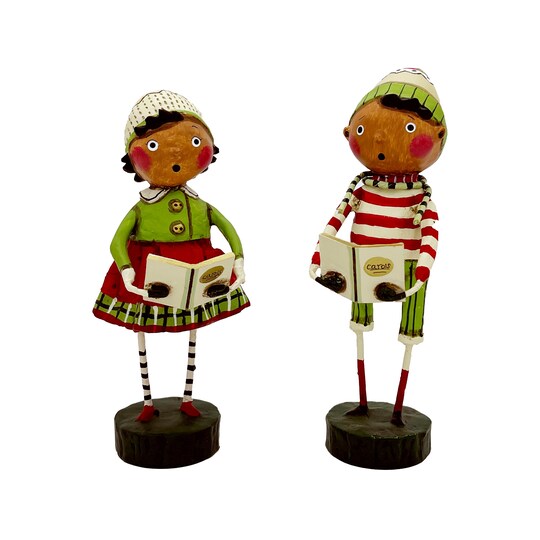 Lori Mitchell Christmas Collection: Curbie & Coco Come A Caroling Figurine, Set of 2